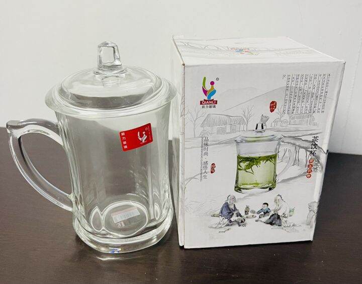 Clear Tea Glass W Cover 250ml 1pc 