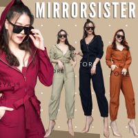 ?ป้าย Mirrorsister​ 00124.1 จัมพ์สูทมีฮู้ดตัวเก๋ มาพร้อมสายผูกเอว