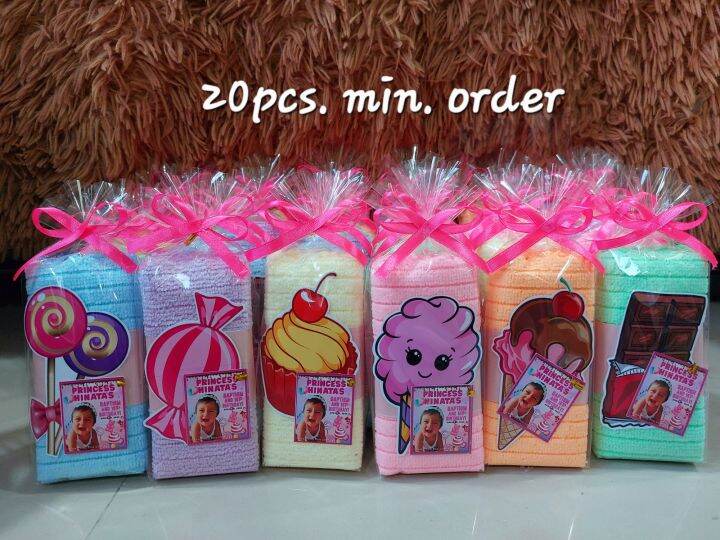 Candyland Theme Towel Souvenir 20pcs Min Order Birthday Giveaway