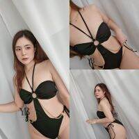 YOURS​ BIKINI​ #BK1589✨?? ชุดว่ายน้ำวันพีช​ บิกินี่​ ชุดว่ายน้ำผ้าล่องแต่งโซ่ทอง