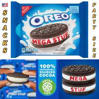 นำเข้า?? โอริโอ้ สอดไส้เยอะพิเศษ3เท่า ขนาด ปาร์ตี้ไซส์ OREO Mega Stuf Chocolate Sandwich Cookies, Party Size, 1 lb 9.35 oz [718.66 กรัม] แพคใหญ่ราคา 450 บาท