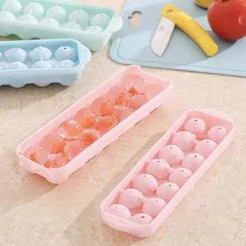 14 Holes Small Round Ice Cube Tray Sphere Ice Ball Maker Silicone Mold with  Lid