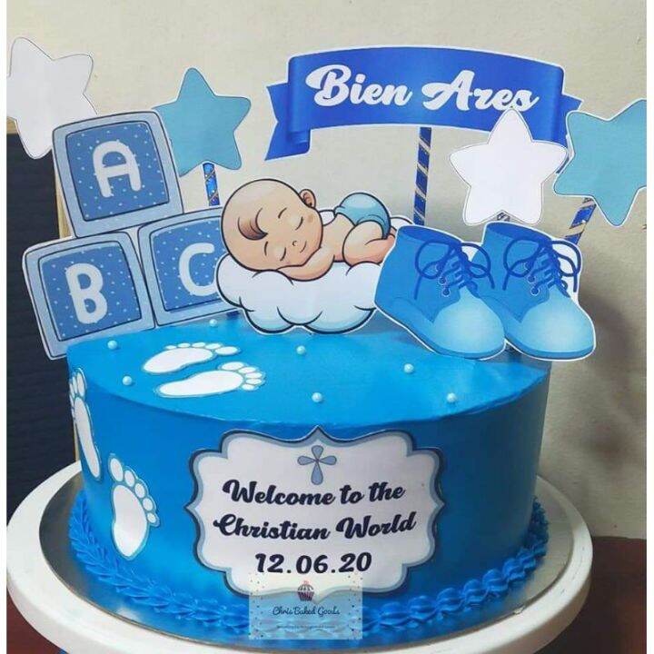 Personalized Baptism / christening Boy Cake topper set | Lazada PH