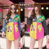 Cartoon Jeans เสื้อเชิ๊ตผ้ายีนเนื้อดี สกีนลายการ์ตูนสุดน่ารัก เนื้อผ้ายีนคุณภาพดีคะ แม๊ทกับกางเกงขาสั้นก็สวยเป๊ะคะ