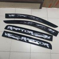 กันสาด Ford Ranger Raptor ลายโคลนพื้นดำโลโก้ขาว สำหรับ 4 ประตู ใส่ปี 2012 - 2025