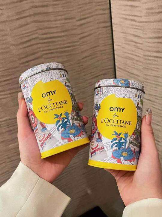 ครีมทามือ-l-occitane-มี5หลอด-1-เชต-มาพร้อมกล่องเหล็กทรงกลม