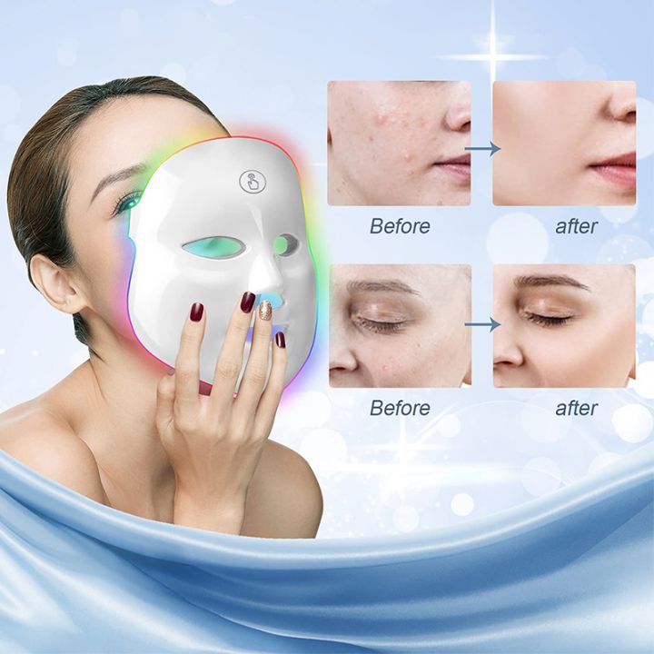 Uliekhy Facial LED Mask 7 Colors LED Photon Therapy Device Beauty Mask ...