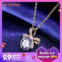 Young AliExpress ใหม่ชุบ18K สีเหลืองทองจำลองกะรัตเพชรโบว์จี้ยุโรปและอเมริกา INS สร้อยคอ