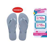 HAVAIANAS รองเท้าแตะผู้หญิง Slim Logo Metallic Flip Flops - Ashley Blue รุ่น 41198759057BLXX (รองเท้าแตะ รองเท้าผู้หญิง รองเท้าแตะหญิง)