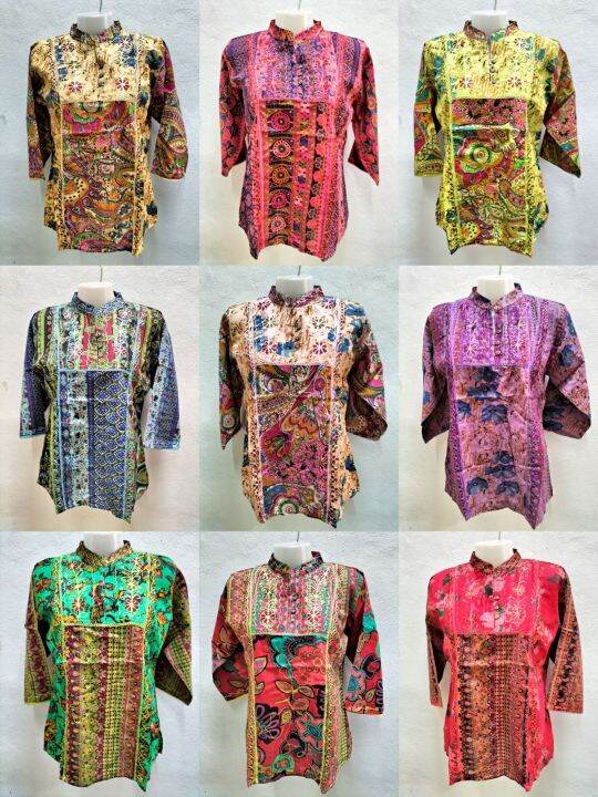 เสื้อเนปาลลายดอกสีสดใสของแท้100-ใส่เย็นสบายคุ้มทนทาน