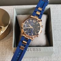 ?ของแท้ 100%? นาฬิกาข้อมือ สีน้ำเงิน  GUESS Womens Stainless Steel Analog Quartz Watch with Silicone Strap, Blue, 22 (Model: U1294L2)