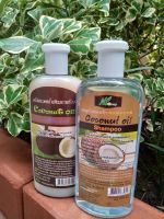 ✅(แพคสุดคุ้ม) แชมพูและครีมนวดผมสมุนไพร  สูตรน้ำมันมะพร้าว Coconut oil Shampoo ผสม วิตามิน E,B ช่วยให้ผมนุ่มนวล ชุ่มชื้น มีน้ำหนัก กลิ่นหอมนาน