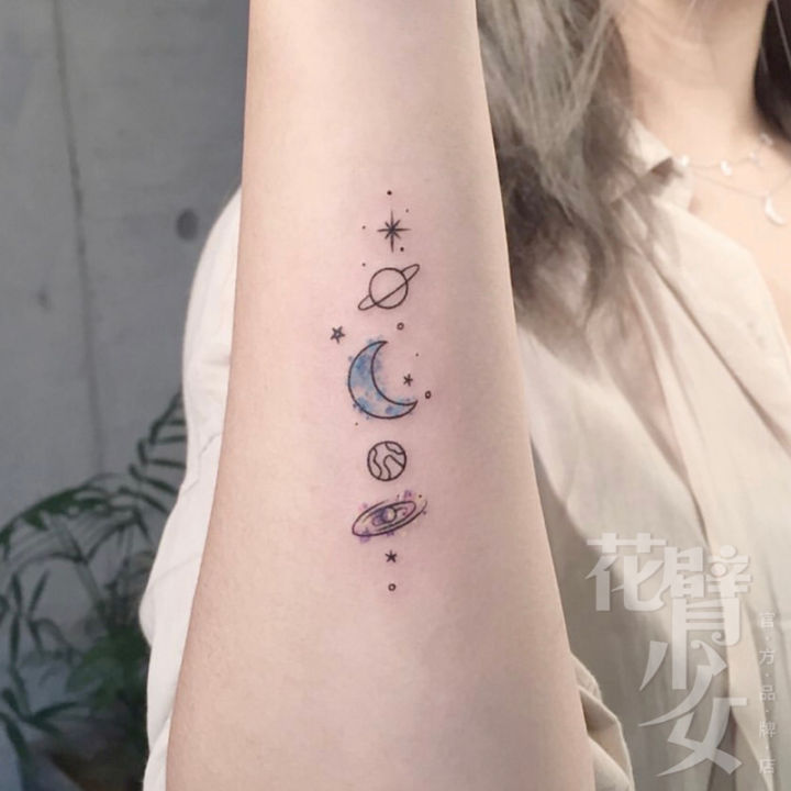 Flower Arm Girl Tattoo 234 Harajuku Starry Sky Moon XINGX Fresh Cute ...