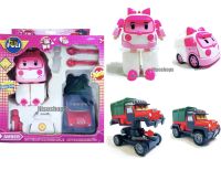 Amber POLI Transforming Robot หุ่นยนต์โรโบคาร์ โพลีแปลงร่างเป็นรถ สีชมพู ปฏิบัติการ ทรานฟอเมอร์ ตัวการ์ตูน ดีไซน์น่ารัก