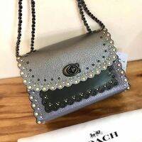 Parker 18 With Scallop Rivets Metallic Eggplant/Pewter Crossbody