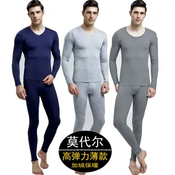 Men Seamless Elastic Thermals Inner Wear Constant Temperature Ultra-thin  Underwear Suit For Men Winter Top