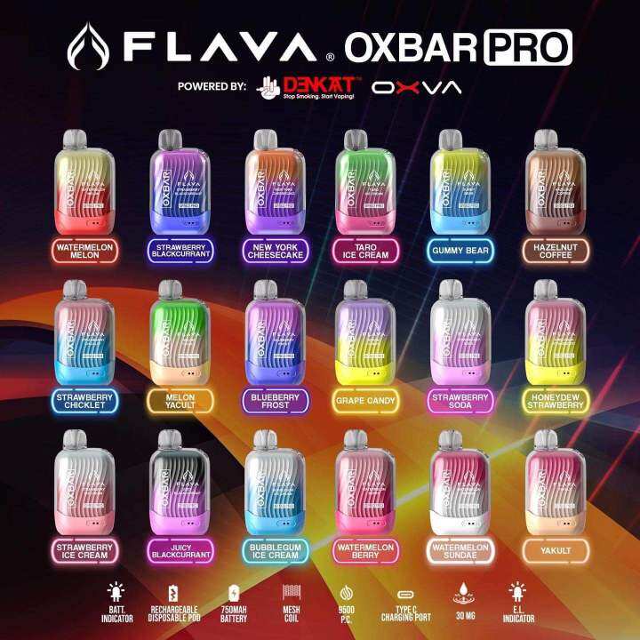 FLAVA OXBAR PRO 9500 (FREE LANYARD) with batt and liquid indicator ...