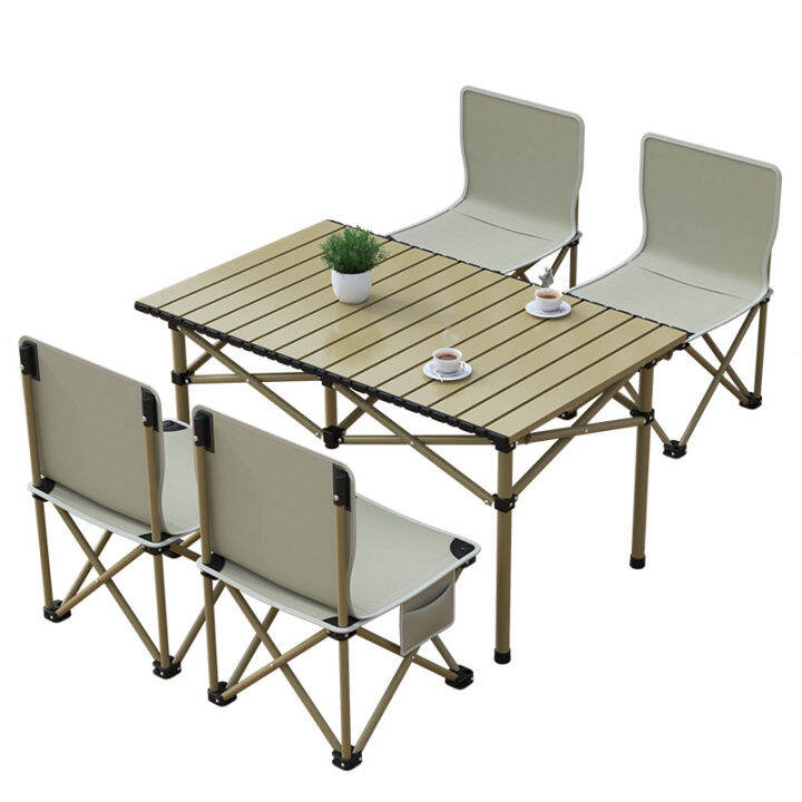 Outdoor Folding Tables and Chairs Egg Roll Table Portable Camping Picnic Table and Chair Stall
