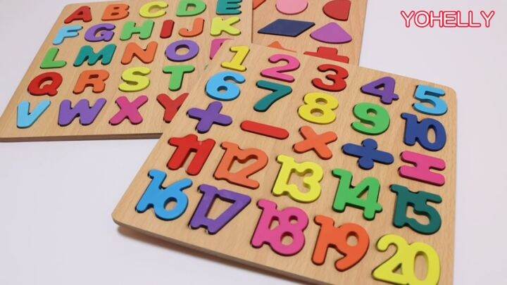 Grace ABC Alphabet Digital Puzzle Wooden Toys Kid Number Letter shape ...