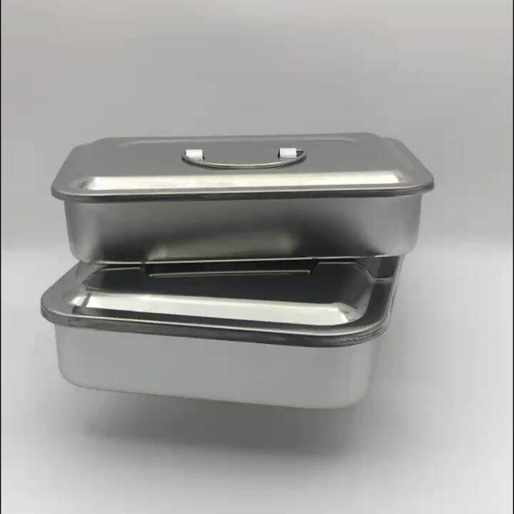 9/11.5 Inch Stainless Steel Dental Instrument Tray With Lid