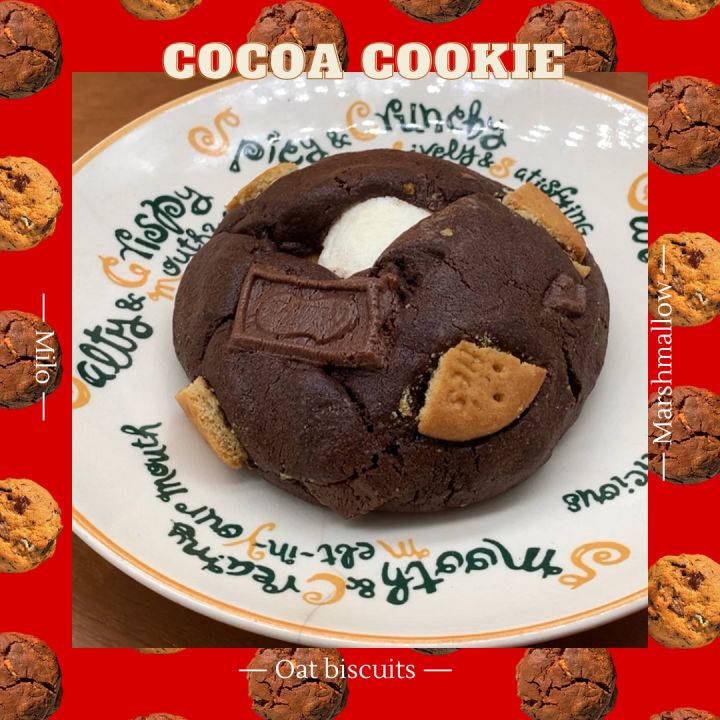 🍪เมนู TAAMCHOB ยอดฮิต🍪| 🍫Cocoa cookieรสโกโก้🍫 (toppings:Milo+Marshmallow +Oat biscuits )
