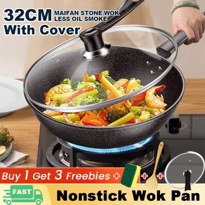 Free Glass Cover 】 Frying Pan Non Stick Original 32cm Black Medical ...