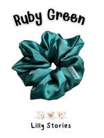 ••Ruby Green•• โดนัทมันผ้าผ้าซาติน ยางรัดผมสีเขียวทับทิม สีสวย เรียบหรู