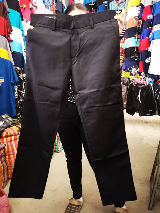 กางเกงสแล็คขายาวชายสีดำ-กางเกงทำงาน-กางเกงนศ-ผ้ากำมะดิน-ผ้าเงา-มี3ทรง-size-28-46