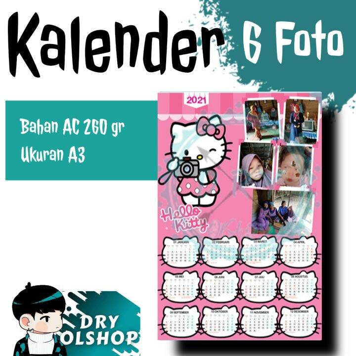 Kalender Custom Design Foto Sendiri 1 Sd 6 Foto 2021 2022 2023 2024 Plus Lubang Cetak 2892