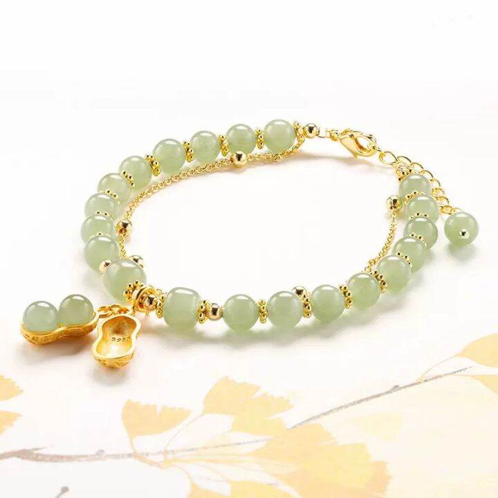 YUN Good Peanut Blessing Double Lap Wear Jade Bracelet Design Feeling