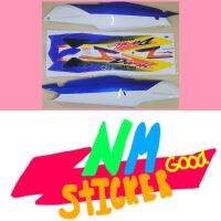 ฝาครอบตัวถัง(ฝาข้างท้าย)R/L  DASH NEW ปี2001 น้ำเงินตัดขาว คุณภาพโรงงานเกรดเอ พร้อมลายสติ๊กเกอร์ dash new2001 น้ำเงิน เคลือบเงาแท้1แผ่น