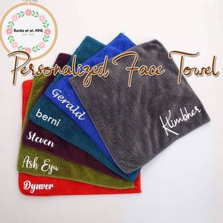 Personalized Colored Thick Microfiber Face Towel with Embroidered Name (30cmx30cm) Lazada PH