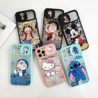 Case OPPO เคสขอบสีสไลด์ปิดเลนส์กล้อง สกรีนลายการ์ตูน สำหรับรุ่น Oppo Reno6 5G,Reno5 5G,Reno4 4G,F1S,A59,A3S,A57,A5S,A12,A7