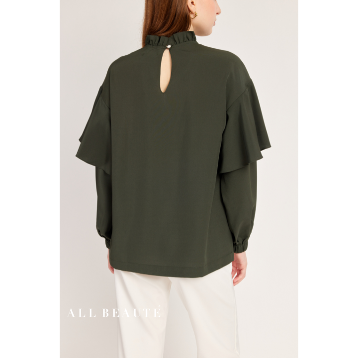 all-beaute-เสื้อแขนยาว-riley-blouse-สีเขียวขี้ม้า