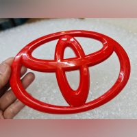 โลโก้ toyota สีแดง ระบุขนาดในข้อความ