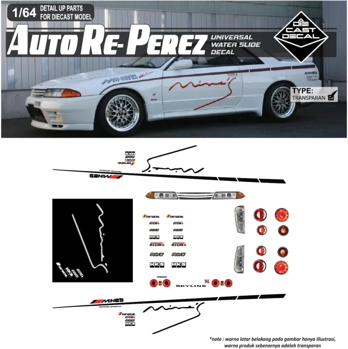 Decal Hotwheels Autoreperez - Racing Livery Mines Nissan Skyline R32 R33  R34 R35 | Lazada Indonesia