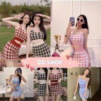 DD SHOP “พร้อมส่ง”(51015+51015-1) เสื้อเดรสไหมพรม ชุดเซ็ตเสื้อสายเดี่ยว+กระโปรง