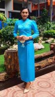 ชุดไทยจิตรลดาสีฟ้า เสื้อ+ผ้าถุงชุดละ650บาท