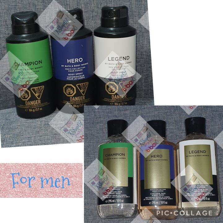 Bath and body works men Body spray shower gel Champion Hero Legend On