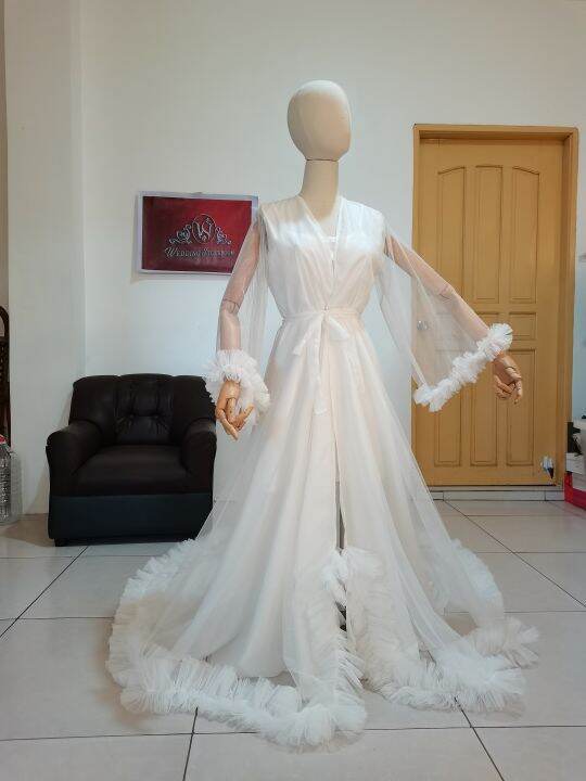 Bridal robe wedding robe With inner garment | Lazada PH
