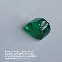 มรกตแท้ดิบธรรมชาติ 8.37 ct ทรงนูน น้ำใส เนื้อสวย เขียวท็อป แซมเบีย  Natural Emerald Zambia