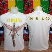 เสื้อวง NIRVANA วงร็อค ไม่มีตะเข็บข้าง คอฟิต ป้ายUS เสื้อวินเทจ เสื้อทัวร์ วงร็อคต่างประเทศ