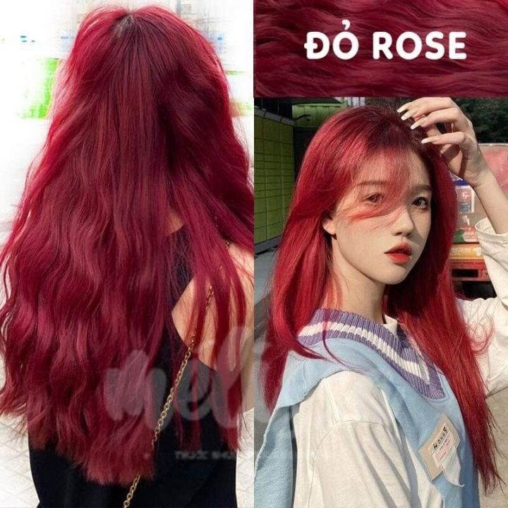 Thuốc nhuộm tóc hàn quốc mầu đỏ Rose không cần tẩy ( tặng kèm oxy ...