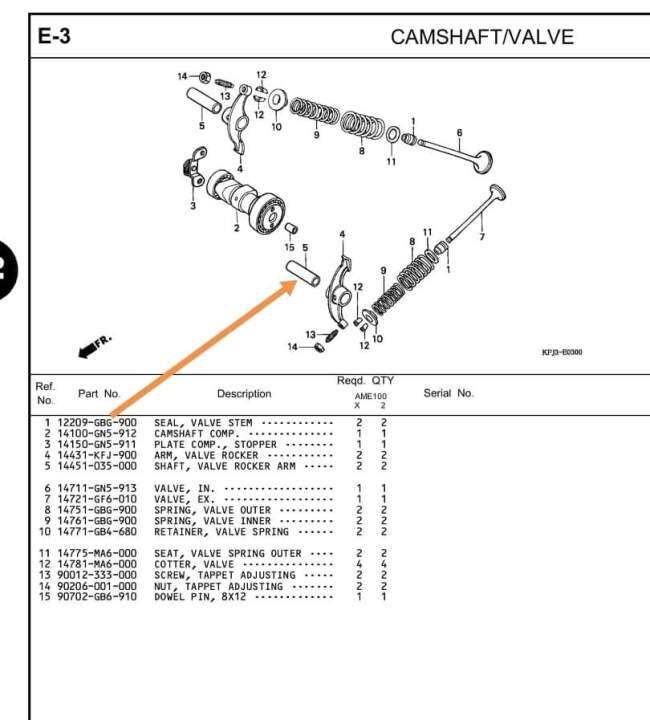 Rocker arm pin for Honda Wave100, Wave110 cx, Rusi100, Lifan110