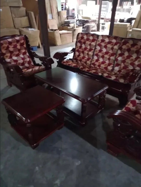 Sala set dragon design 2 side table with cushion long chair and 2 short