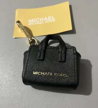 Michael Kors White Flower Bag Charm Key Chain Pink/Gold