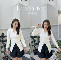 เสื้อแขนยาวคอวี แหวกหน้า รุ่น Linda top