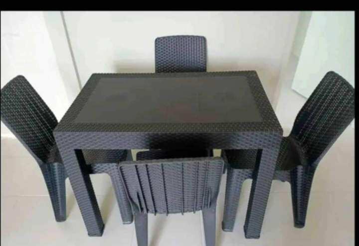 DINING TABLE & CHAIRS SET RATTAN - 4 SEATER | Lazada PH