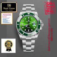 Royal Crown Submariner Hulk ( เจ้าตัวเขียวแห่งแบรนด์ Royal Crown แท้ 100% ) นาฬิกาสำหรับผู้ชาย มาพร้อมสายแสตนเลส ขนาดหน้าปัดรวมเม็ดมะยม 44 mm. มีรับประกัน 1 ปีเต็ม ของแท้ 100% กันน้ำ 100% คุณลูกค้าจะได้รับนาฬิกาที่มาพร้อมกล่อง+ของแถม+อุปกรณ์ครบเซ็ท 100%