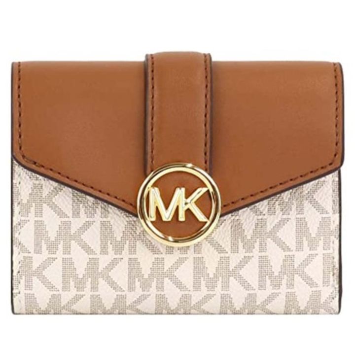 Ví Michael Kors Carmen Medium Logo And Faux Leather Wallet 35S2GNMF8B Màu  Nâu 